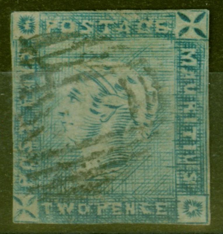 Mauritius 1859 Lapirot 2d Blue Worn Impression SG39 Ave Used