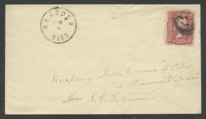 #88a 3c LAKE RED ON COVER WITH CARRIER BACK CANCEL BU5580