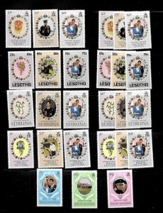 AZ54 Royal Wedding 1981 Diana 9 Sets Dups.1 Mini Set Nevis + M.N.H.