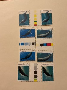 Australia Whales Gutter Pairs, MNH, Set of 4