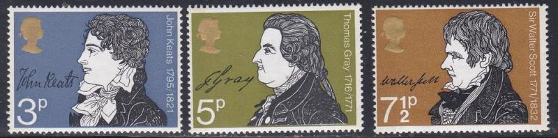 Great Britain # 651-653, Writers, NH