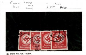 Germany, Postage Stamp, #O98 (4 Ea) Used, 1942 WWII Official (AC)