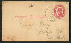 1917 US Postal Card Bunch OK to Joplin MO Job Search Hardship Social History 1c