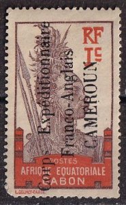 counterfeit of Cameroun 102 (mh, missing gum, lt red stain on back)