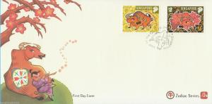 SINGAPORE - Sc#774-775 Year of the Ox stamp (1997) FDC