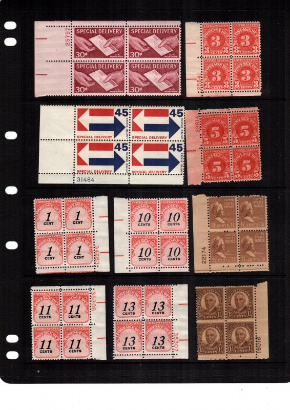 United States  10  MNH  plate blocks cat $33.00