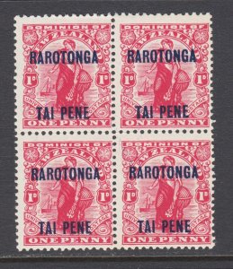 Cook Islands Sc 49 MNH. 1919 1p carmine block of 4, fresh, bright, F-VF