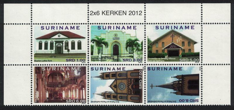 Suriname Churches Block of 6 MI#2553-2558