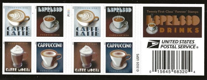 US Scott #5572b, Complete Booklet 2021 Espresso VF MNH