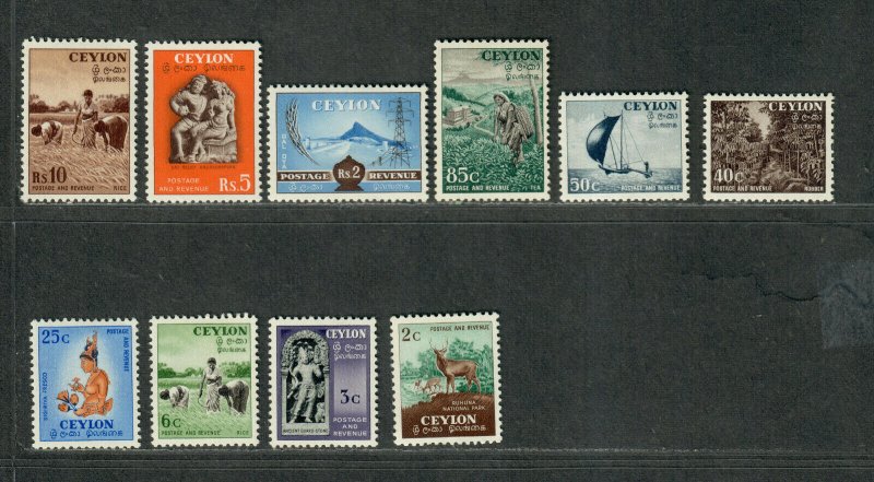 Ceylon Sc#319-328 M/H/VF, Cv. $86