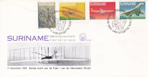 Suriname # 516-519, Powered Flight 75th Anniversary, First Day Cover