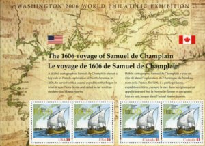 2006 39c Samuel De Champlain, East Coast, Sheet of 4 Scott 4074 Mint F/VF NH