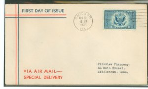 US CE1 1934 16c Airmail Special Delivery (Great Seal of the USA) single on an addressed (typed) first day cover with an Ed Kee c