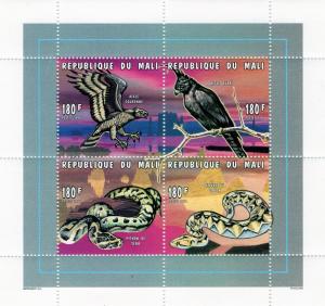 Mali 1996 Birds & Snakes/Eagle Shlt(4) Perf.MNH Sc # 809 