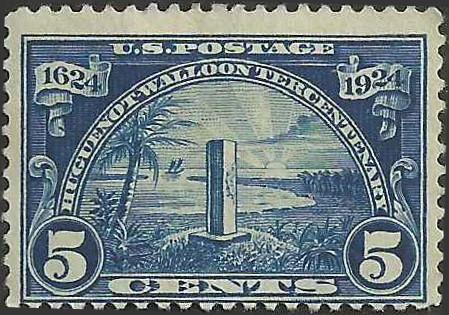 # 616 Mint Heavy Hinged Dark Blue Huguenot Walloon Jan Ribault Monument At Du...