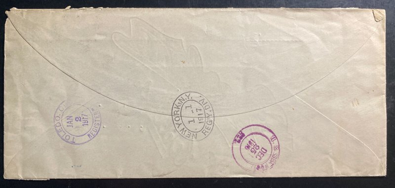 1916 Caracas Venezuela Advertising Registered Cover To Toledo OH USA