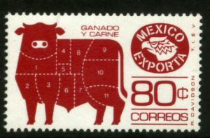 MEXICO Exporta 1113 80¢ Cattle meat Unwmkd Fosfo Paper 5 MINT, NH. VF.