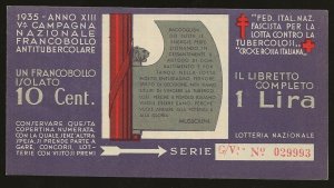 Italy 1935 Facist Symbol Tuberculosis TB SEAL Cinderella BOOKLET F/VF-NH-