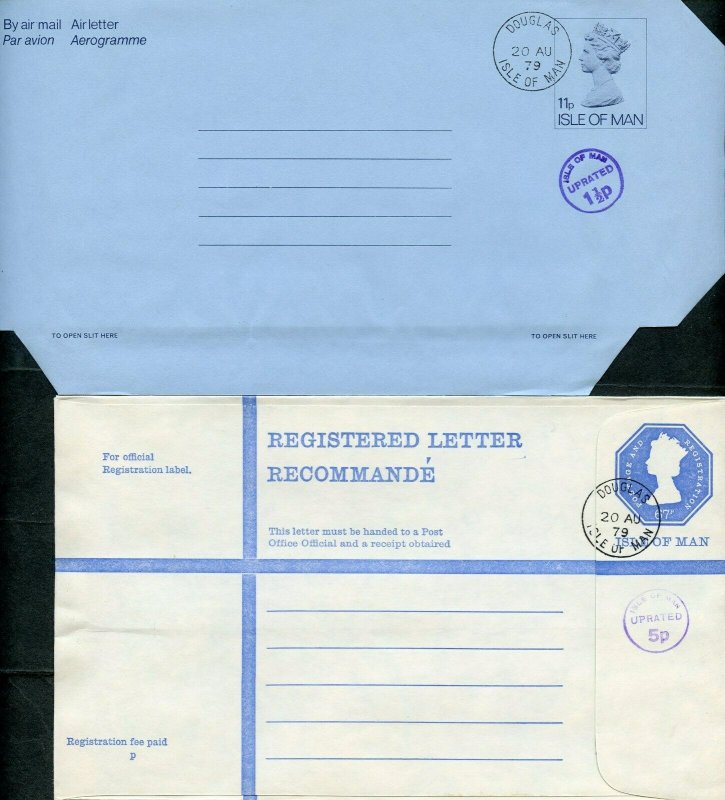 ISLE OF MAN  LOT  OFFICIAL REGISTERED LETTER POSTAL ENVELOPES ETC MINT & USED 