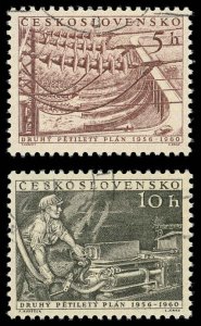 CZECHOSLOVAKIA 731-32 VF/USED - 1947 Druhy Petilety Plan 1956-1960