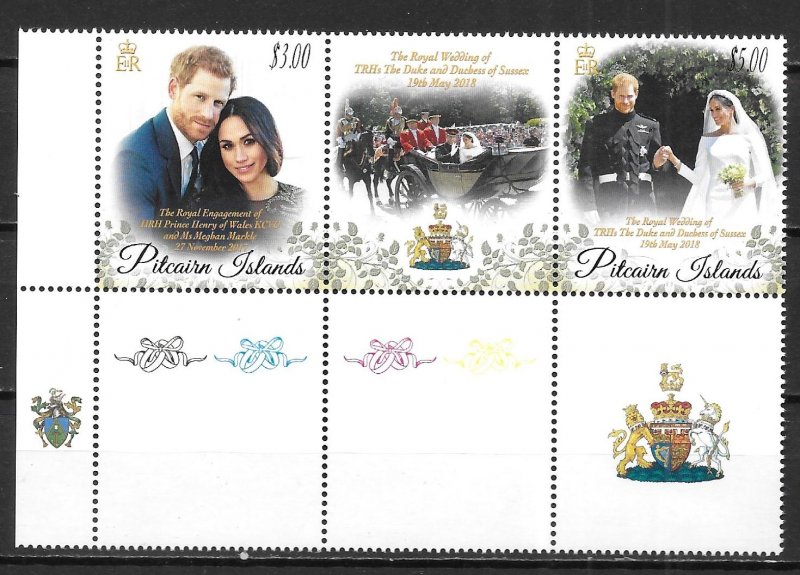 Pitcairn Islands 846 Prince Harry Wedding Strip MNH