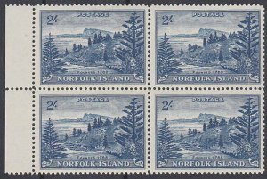 NORFOLK IS 1947-59 Ball Bay 2/- changed colour block of 4 MNH...............N238