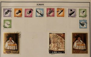 UAE Stamp Collection Dubai, Fujeira Airmail Paintings Ajman Military Uniform Set