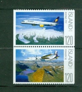 Iceland. 2009. Civil Aviation. MNH.  Pair Boeing  757 & Fokker 50. Scott# 1164a