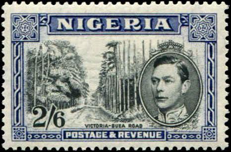 Nigeria SC# 63ab SG# 58ab  George VI Perf 13-1/2 BLACK & DEEP BLUE2sh6d  MNH