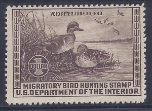 US Scott #RW6 Mint Duck stamp NH OG F-VF