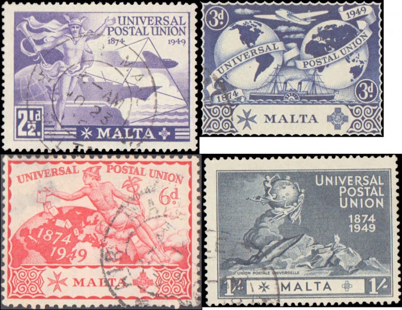 Malta #225-228, Complete Set(4), 1949, UPU, Used