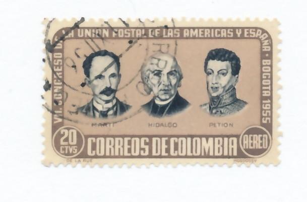 Colombia 1954 Scott C278 used - 20c, Marti, Hidalgo & Petion