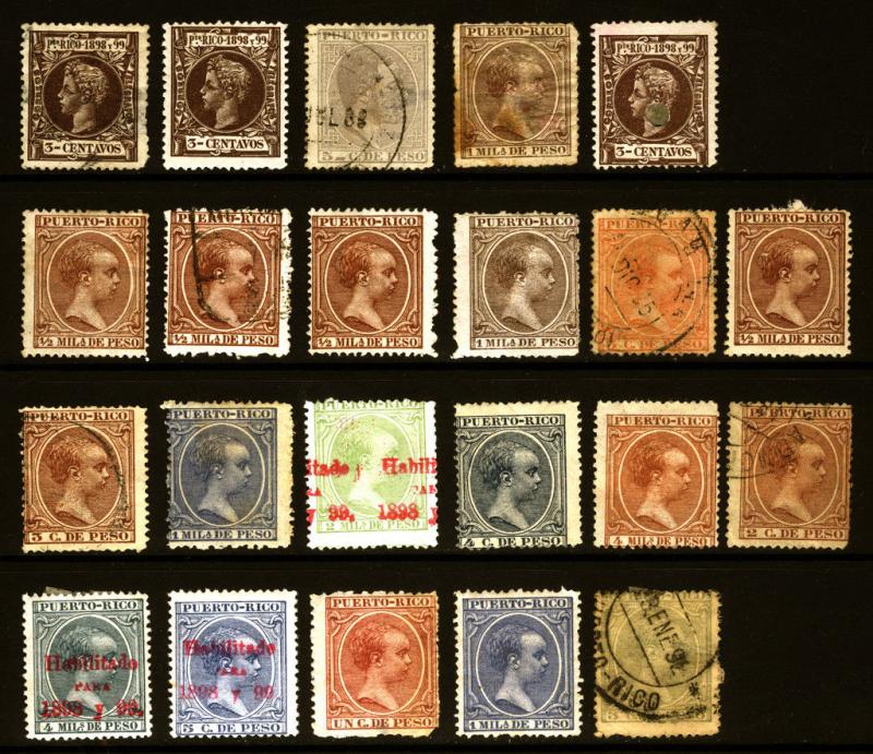 Puerto Rico King Alfonso Lot 1890-97,98 Mint/Used Shades Rare