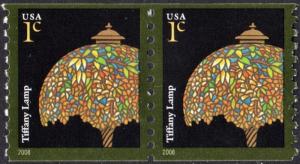 SC#3758A 1¢ Tiffany Lamp Coil Pair (2008) MNH