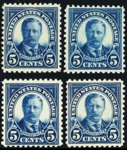 557, Mint F-VF NH 5¢ Four Fresh Stamps CV $140. - Stuart Katz