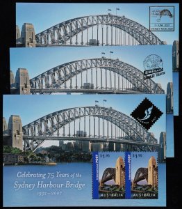 AUSTRALIA 2007 Harbour Bridge M/sheet overprints x 3. MNH **. SG MS2838(var).