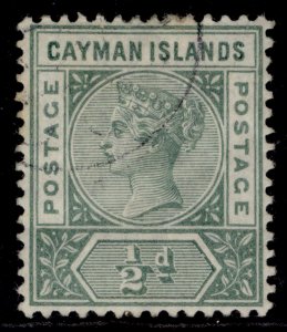 CAYMAN ISLANDS QV SG1a, ½d pale green, FINE USED. Cat £21.