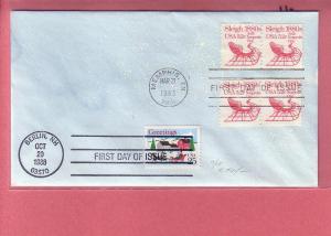 K.Fay Hand painted Dual FDC sc 1900/2400 Snow Flakes