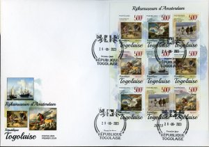 TOGO 2023 AMSTERDAM'S RIJKSMUSEUM PAINTINGS SHEET FIRST DAY COVER