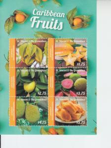 2017 St Vincent Fruits II MS6 (Scott NA) MNH