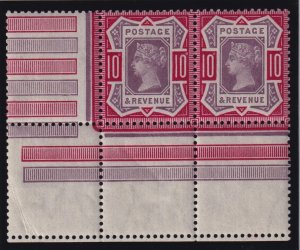 Great Britain S.G. 210 (1890) 10d dull purple & carmine Jubilee Corner Pair VFNH