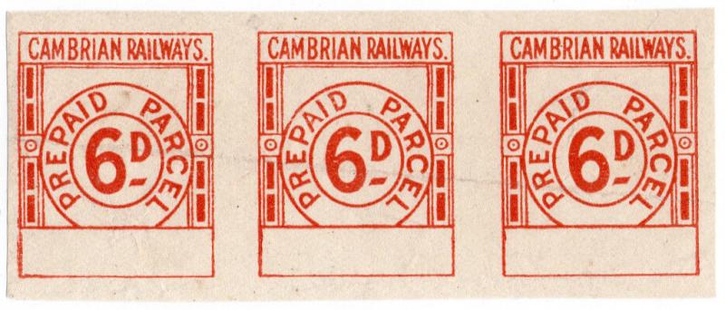 (I.B) Cambrian Railways : Prepaid Parcel 6d (small format)