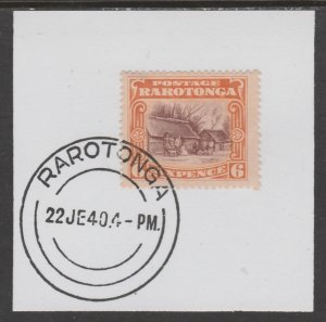 COOK NIs 1920 RAROTONGA  6d  on piece with MADAME JOSEPH  POSTMARK