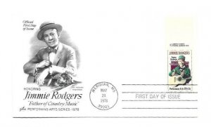 1755 Jimmie Rodgers, Performing Arts, ArtCraft copy right FDC