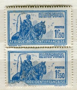 FRENCH COLONIES; VOLTA 1930s Pictorial issue MINT MNH Pair, 1.50Fr.