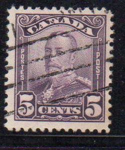 Canada Sc 153 1928 5c violet G V Scroll issue stamp used 