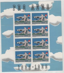 SWITZERLAND B541, SHEET OF 8, MNH, 1988 Junkers JU- 52, 939, and Matterhorn