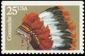US 2503 American Indian Headdresses Comanche 25c single MNH 1990