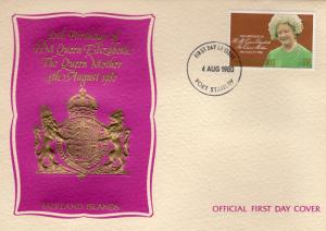 Falkland Islands 1980 Sc# 305 Queen Mother 80th.Birthday Set (1) Official FDC