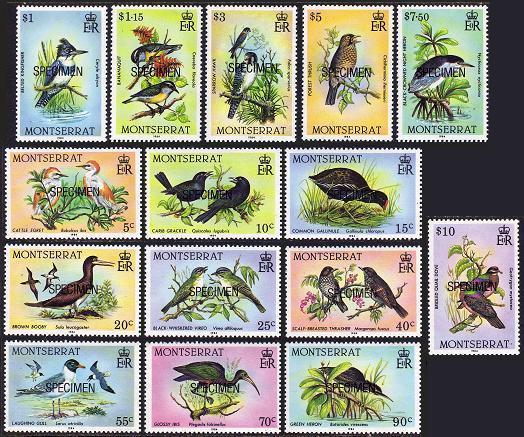 Montserrat 524-538 SPECIMEN,MNH.Michel 538-552. Birds 1984.Cattle egret,Doves,